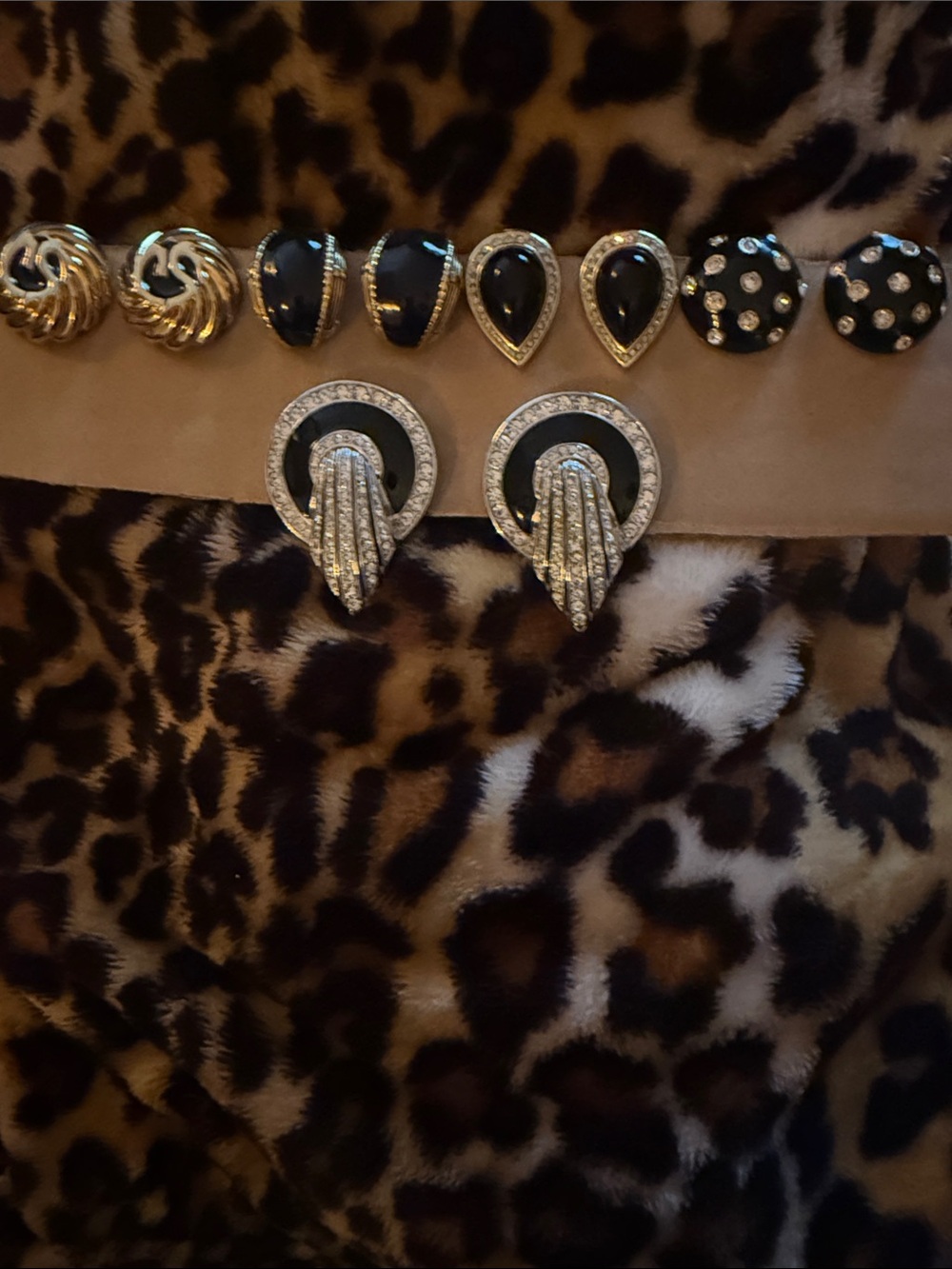Dior, St John, art Deco lot of Gold and Black Multi-Style Clip-On Earring Set